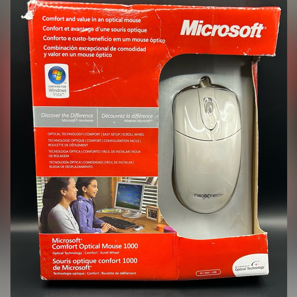 Microsoft Nexxtech Comfort Mouse 1000 Wired PC MAC USB NIB Microsoft Technology